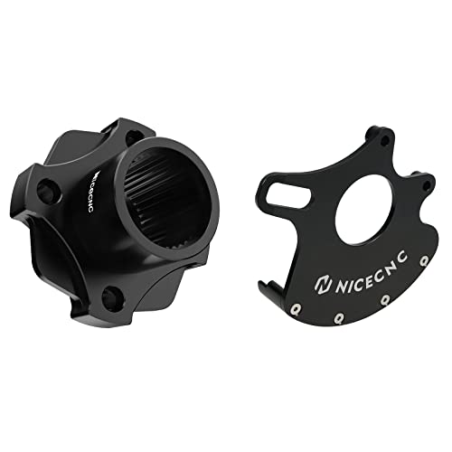 Nicecnc Black Rear Brake Disc Bracket Brake Rotor Hub And Rear Disc Rotor Guard Protector Compatible With Yamaha Raptor 700 700R #TOP2
