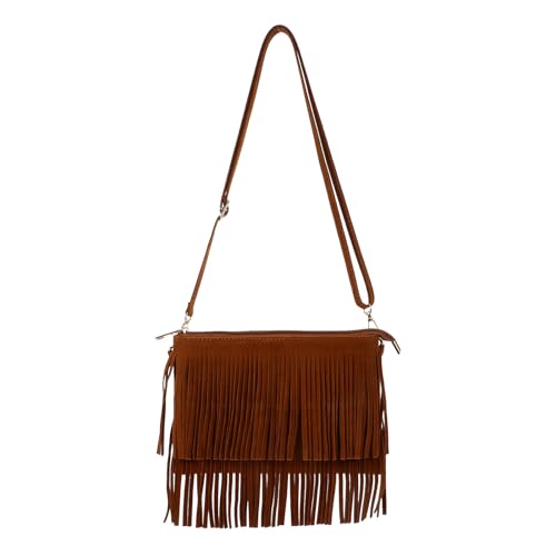 Sac bandoulière vintage à pompons grand format pour voyage et rendez-vous