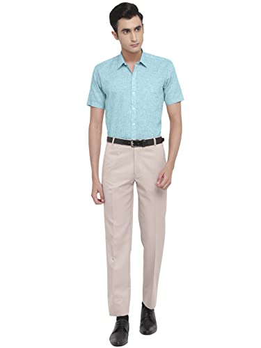 Image of GHPC Cotton Linen Plain Solid Half Sleeves Regular Fit Formal Shirt for Men