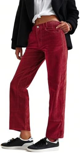 Womens Corduroy Pants Fashion Loose Mid Rise Pant Spring Fall Cas...