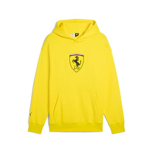 PUMA Mens Scuderia Ferrari Race Shield Hoodie Athletic Outerwear Casual - Yellow - Size M