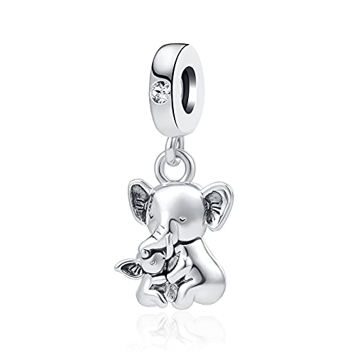 Elephant Charm Compatible with Pandora Bracelet Good Luck Lucky Mother Daughter Son Mom Dangle Animal Bead for Women