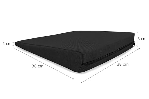 POKAR Keilkissen Stuhl Sitzkeil Ergonomisches Sitzkeilkissen Bürostuhl Kissen Orthopädisch Keilkissen Autositz Schaumstoff, Schwarz, 38 x 38 x 8/2 cm