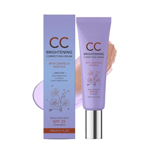 CC Cream - Base correctora de color, prebase SPF 25 para preparación de belleza, base radiante con efecto perfeccionador la piel, ayuda maquillaje, tubo 15 ml para mujeres, niñas y todo tipo pie