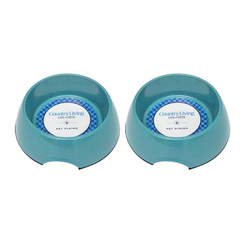 Country Living Teal Bamboo Dog Bowls (Set of 2)