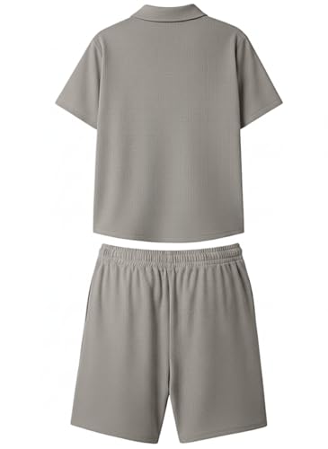 Image of Jawdrobe Men's Polo T-Shirt and Shorts Co-Ord Set | Summer Casual Matching Outfit | Breathable Casual Two Piece Set for Beach | Travel | Vacation Wear