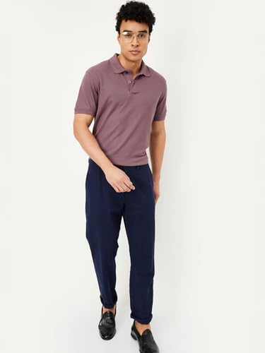 Image of Max Mens Cotton Blend Regular Fit Half Sleeves Solid Polo T-Shirt