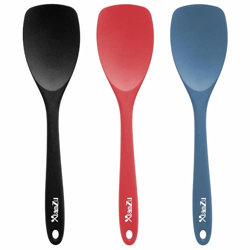 Silicone Spatula Spoon Set,XiaoZu Heat Resistant Rubber Spoonula, Seamless Non-Stick Flexible Scrapers for Baking Mixing Tool,3 Pack, (Assorted)