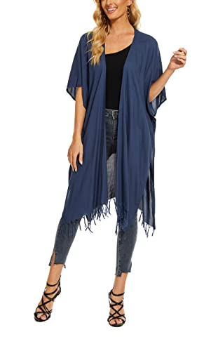 Beautybatik Women Long Solid Kimono Cardigan Shawl Wrap Swimsuit Cover Up Jacket One Size