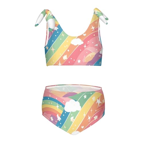 KLL LGBT Glitter Rainbow Pride Flag Girls' Two Pieces Bikini Sets Beach Bathing Suit Swimming Suits Adjustable Shoulder Strap