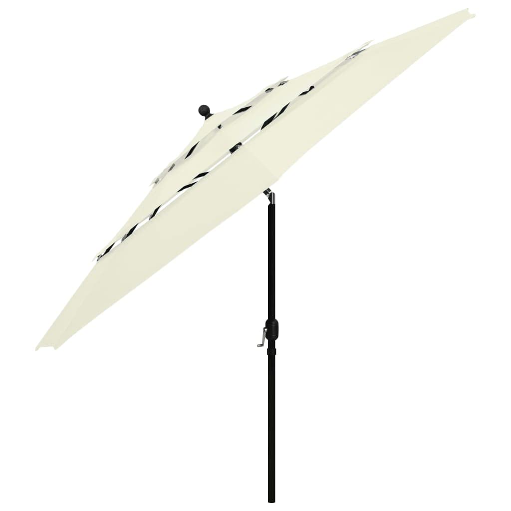 Sombrilla de Jardín 3 Niveles con Protección UV y Anti-decoloración, Plegable y Portátil para Patio Terraza, Poste y Varillas de Aluminio Estable con Cigüeñal e Inclinación