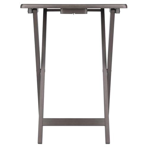 Image of Winsome Alex Set of 2 Foldable Snack Tables, Oyster Gray | Easy to Store Small Portable Fold Up Table Set for Kitchen, Living Room TV Dining, Crafts, Puzzles, Work From Home