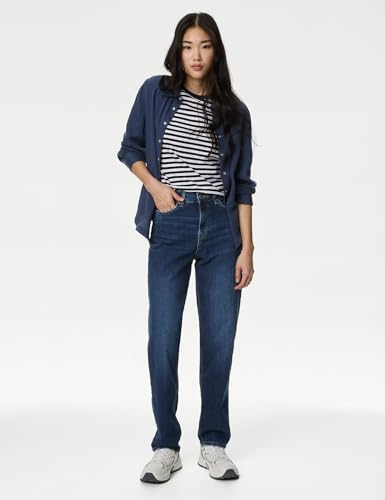 Image of Marks & Spencer Womens Light Wash High Rise Boyfriend Fit Jeans