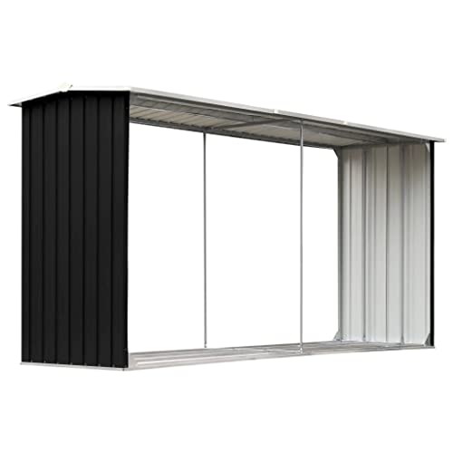 vidaXL Abri de Stockage à Bois Abri de Chauffage de Bois Abri de Jardin Rangement Extérieur Durable Acier Galvanisé 330x92x153 cm Anthracite