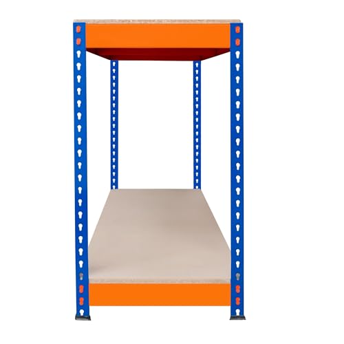 Banco Da Lavoro Garage 120X45X90Cm - 2 Ripiani, Acciaio Rinforzato, 300Kg/Ripiano, Montaggio Senza Bulloni, Layout Regolabile, Piedini In Gomma, Barra Di Supporto - 7