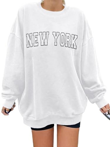Image of Langwyqu Women's Oversized Sweatshirt Los Angeles California Crewneck Long Sleeve Casual Loose Pullover Tops