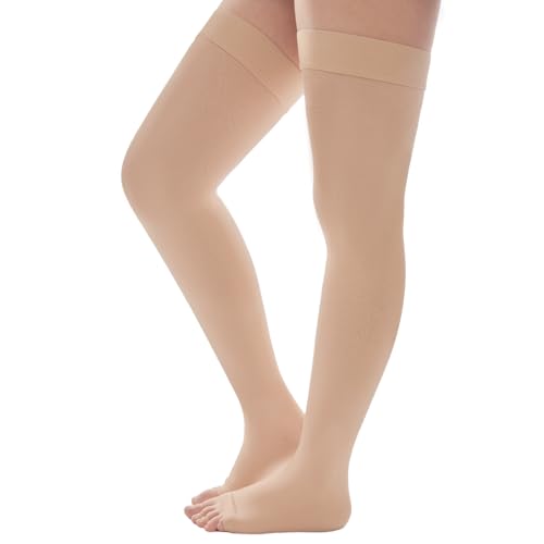 Image of Thigh High Compression Socks Women & Men, 20-30mmHg Thigh High Compression Stockings, Medical Compression Socks with Silicone Dot Band-Best for Varicose Veins, Swelling