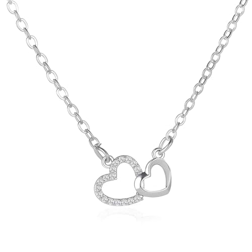 ZORVYN Collar mujer corazón en plata de ley 925 con colgante punto de luz joya regalo mujer aniversario cumpleaños