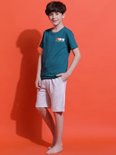 Image of Li'l Tomatoes Boys 100% Cotton Night Suit | Summer T-Shirt & Shorts Set | Soft & Breathable Sleepwear | 9-16 Years