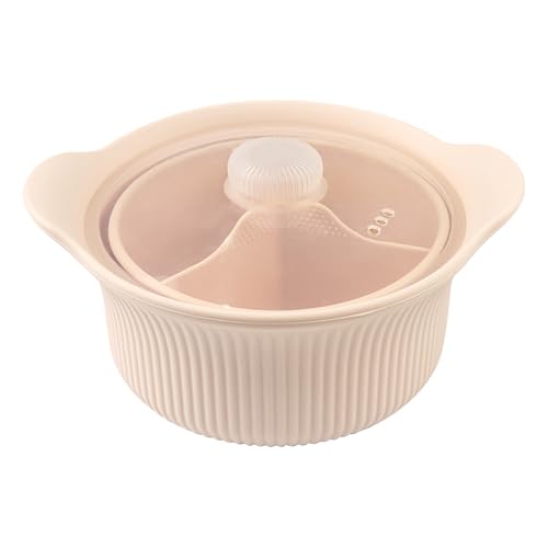 ZoraYorce Olla portátil para microondas con asa y tapa, olla de vapor de 3 compartimentos, gran capacidad, multifuncional para verduras, pescado, comida para bebés