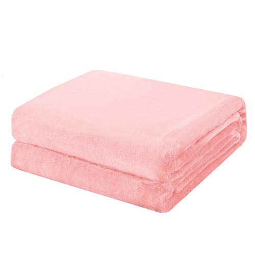 VANSILK Manta de forro polar de franela súper suave, cálida y esponjosa, color liso, para cama y sofá, color rosa, 150 x 200 cm