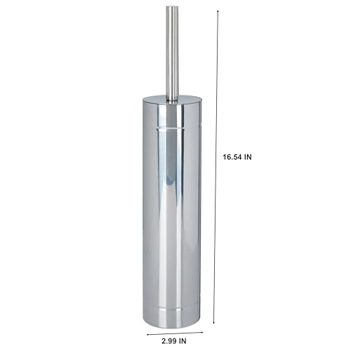 Image of Bath Bliss Toilet Brush with Weighted Base | Slender Design | 360 Degree Brush | Bathroom Cleaning | Chrome