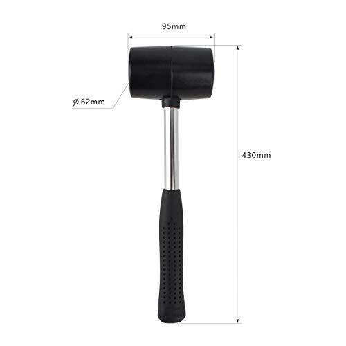 Gunpla 12oz Rubber Head Hammer with Anti-Slip Stainless Steel Tube Rubber Handle Rubber Mallet - Thumbnail 2