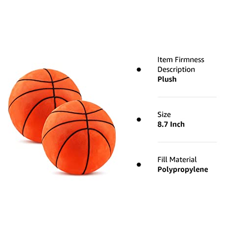 Hydren 2 Pcs Plush Football Basketball Pillow Fluffy Soft Plush Ball Sports Plush Basketball Stuffed Football Basketball Plush Pillows Stuffed Basketball Room Decor For Nursery (Basketball, 8.7 Inch) #TOP7