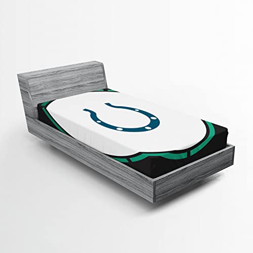 Ambesonne Rodeo 2 Pack Fitted Sheet, Horseshoe Wild West Luck, Bed Cover All-Round Elastic Deep Pockets 2 Pieces, Package Contains 2 Twin XL Size Fitted Sheets, Blue Charcoal