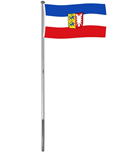 Preisvergleich Produktbild Brubaker Aluminium Fahnenmast Flaggenmast 6 m inklusive Deutschland Flagge + Schleswig-Holstein Flagge 150 x 90 cm und Bodenhülse