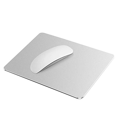 Silver Metal Mouse Pad-Office Gaming Hard Aluminum Mouse Mat, Dual-Use Waterproof Non-Slip Matte Metal/PU Mousepad for Laptop, Computer and PC Double Side Design by SubClap
