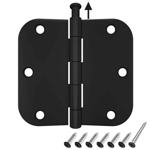 HOSOM 48 Pack Door Hinges Black Matte, Interior Door Hinges 3.5 x 3.5 inch Rounded with 5/8 Radius, Matte Black Hinges for Doors by HOSOM - Used condition - US$42.05