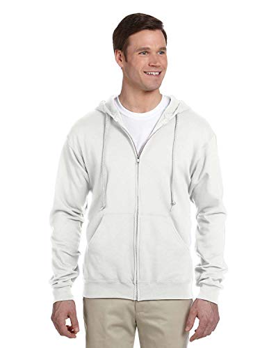 Jerzees NuBlend Fleece Full-Zip Hooded Sweatshirt-3XL (White) at