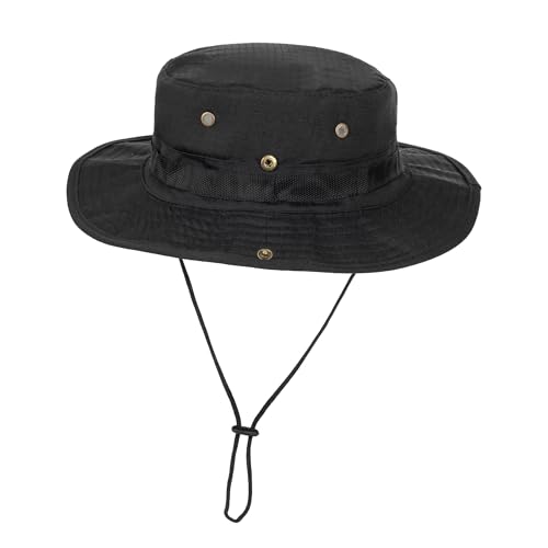 Image of Wide Brim Sun Boonie Hat with Uv Protection for Women Men Safari Military Beach Costume Oufits