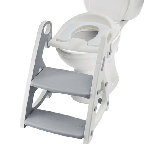 Crownshop Toilet Seat Potty Training Kids Adjustable Potty Ladder Seat For Toilet Training With Steps Handle Soft Cushion Design 2 In 1 Potty Training