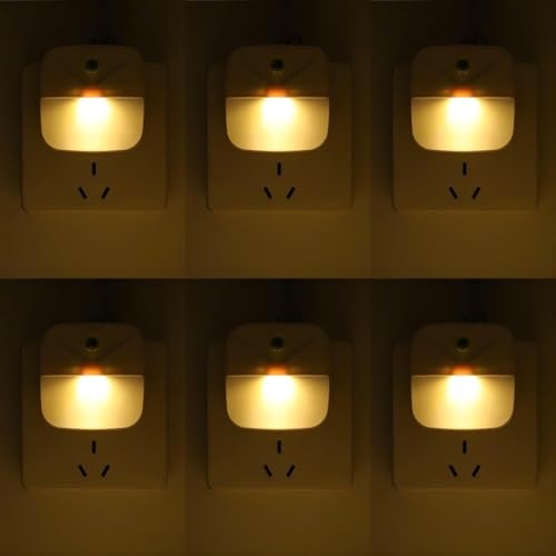 KINUR Pacote com 6 plugues de luz noturna LED na parede, branco q...