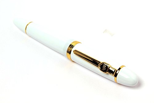 Image of EXCLUSIVE JINHAO 159 FOUNTAIN PEN SHINE WHITE MEDIUM NIB WITH GOLDEN TRIMS