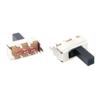 100pcs 7mm Height Knob 3 Pin 2 Position 1P2T SPDT Vertical Slide Switch 0.5A 50V DC SS12F44
