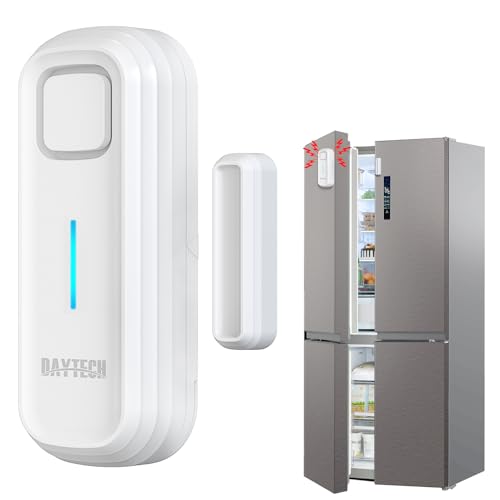 Daytech Alarme de Porte frigo – Rappel de Porte Ouverte avec délai de 1/2/3/4 Minutes en Cas d'ouverture, 0-120 DB, 2 Sons Alerte, et fenêtres, adaptée,...