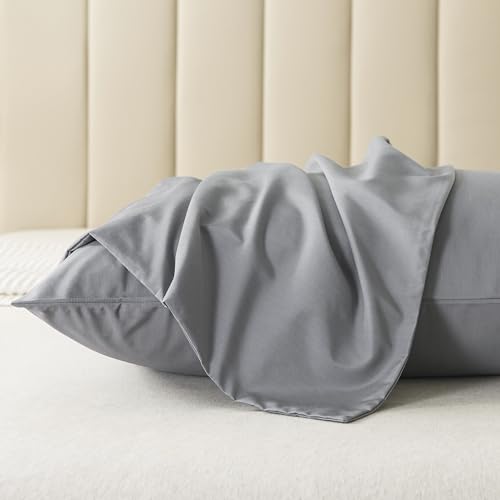 WhatsBedding Queen Size Pillowcases Set of 2, 20x30 Cotton Pillow Case with Envelope Closure, Soft & Breathable Pillow Covers for Bed, Grey