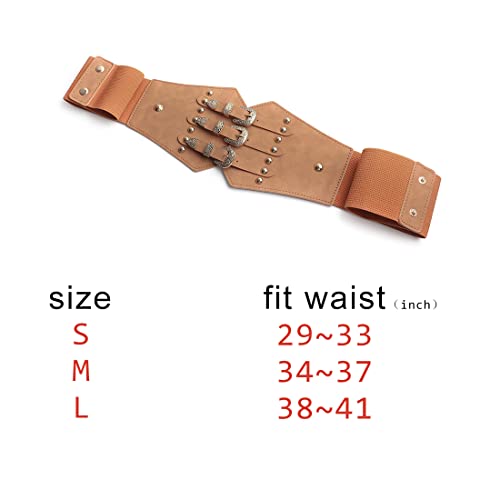 Vintage Classic Wide Belt Elastic Leather Waist Belt4