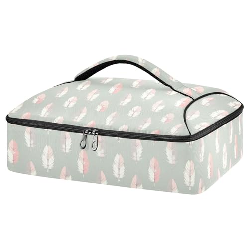 BOESI Graffiti Feather Pattern Insulated Casserole Dish Bag Lunch Bag Insulated Insulated Food Bag Reusable for Holding Hot and Cold Food Suitable for Potluck Parties/Picnics/Cookouts