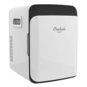 Cooluli 10L Mini Fridge for Bedroom – Car, Office Desk & College Dorm Room – 12V Portable Cooler & Warmer for Food, Drinks, Skincare, Beauty, Makeup & Cosmetics – AC/DC Small Refrigerator (White)