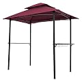 8 x 5 Grill Gazebo Outdoor BBQ Gazebo Canopy w/Air Vent Double Tiered Patio Canopy Tent Gazebo Shelter with Hook and Bar Counters