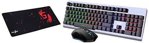 Image of Redgear GC-100 Keyboard-Mouse Combo with 3 Mixed LEDs, Windows Keylock, Floating Keycaps, RGB Mode, Upto 3200 dpi and Gaming Grade Sensors & MP80 Speed-Type Gaming Mousepad (Black /Red)