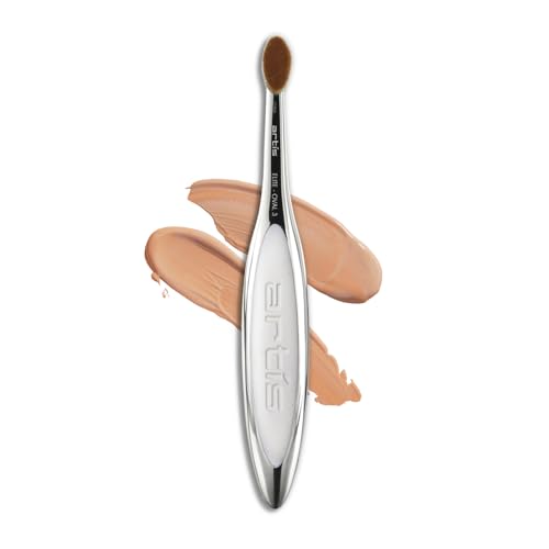Artis Elite Pinceau ovale à 3 pinceaux de maquillage en fibre synthétique de luxe Idéal pour crème contour des yeux, correcteur, surligneur Utilisation avec liquides, poudres et crèmes pour une