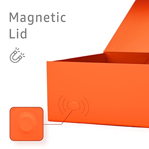 Image of LIFELUM Gift Boxes Bulk, 13.85 x 8.35 x 4.45 inch 1 Pack Orange Gift Boxes with Lids Contains Card, Ribbon, Shredded Paper Filler Gift Boxes for Birthdays, Baby Shower, Bridal Gifts,Weddings