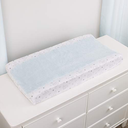 Image of Disney Dumbo Shine Bright Lil Star Light Blue, Gray, and White Stars and Clouds 4 Piece Nursery Crib Bedding Set - Comforter, Fitted Crib Sheet, Changing Pad Cover, and Crib Skirt