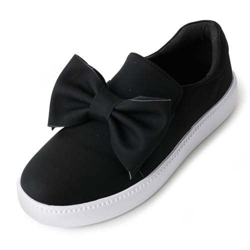 J. Adams Wally Platform Slip-On Shoes for Women – Comfortable Sneakers with Bow - Thumbnail 4