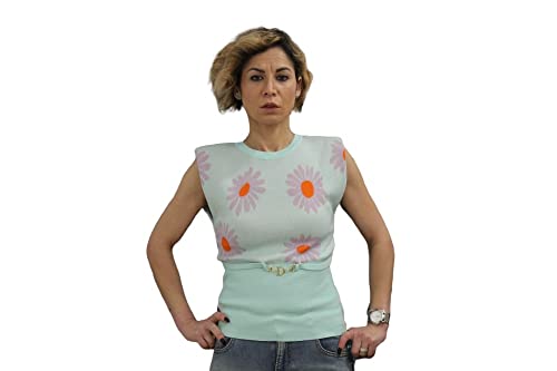  Denny Rose Donna Maglia S-Maniche 211DD50003 M Multicolore 01 Patina Green/Flowers
